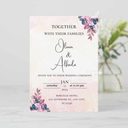 Elegant Wedding Invitations Kaart (Staand voorkant)