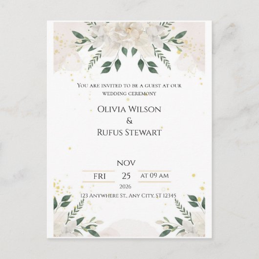 Elegant Wedding Invitations – Timeless Love in Eve Briefkaart (Voorkant)