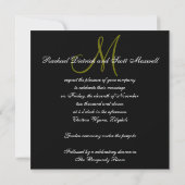 Elegant Wedding Invitding Monogram Names Black Kaart (Achterkant)