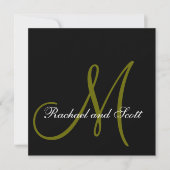 Elegant Wedding Invitding Monogram Names Black Kaart (Voorkant)