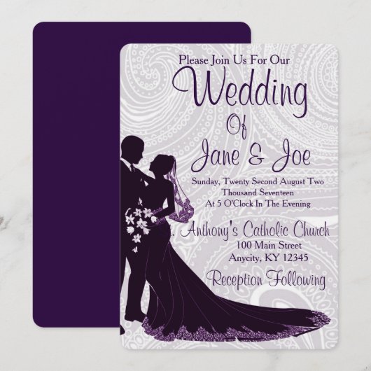 Elegant Wedding Invite Kaart (Voorkant / Achterkant)