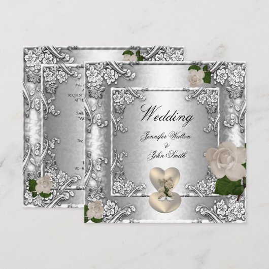 Elegant Wedding Invites Kaart (Voorkant / Achterkant)