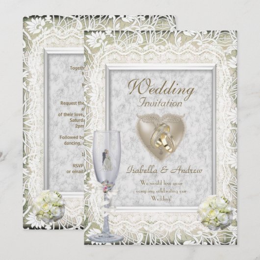 Elegant Wedding Invites Kaart (Voorkant / Achterkant)