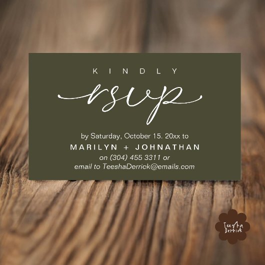 Elegant Wedding Invites RSVP via Phone or Email Informatiekaartje