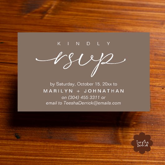 Elegant Wedding Invites RSVP via Phone or Email Informatiekaartje