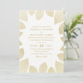 Elegant Wedding Invitting Gold look Fall Leaves Kaart (Staand voorkant)