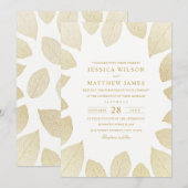Elegant Wedding Invitting Gold look Fall Leaves Kaart (Voorkant / Achterkant)