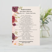 Elegant Wedding Itinerary Card Aankondiging (Staand voorkant)