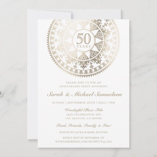 Elegant Wedding Jubileum Invitations Gold Foil Kaart (Voorkant)