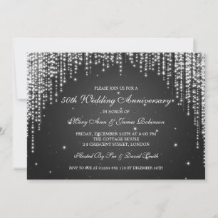 Elegant Wedding Jubileum Night Dazzle Black Kaart