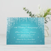 Elegant Wedding Jubileum Night Dazzle Turquoise Kaart (Staand voorkant)