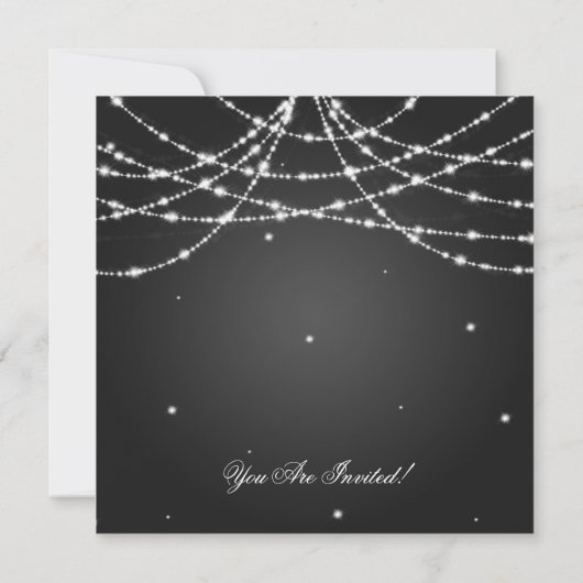 Elegant Wedding Jubileum String of Stars Black Kaart (Achterkant)