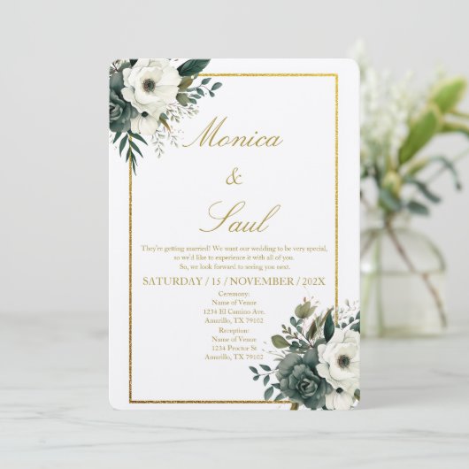 Elegant Wedding Kaart (Staand voorkant)