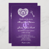 Elegant Wedding Key in mijn hart Paars Kaart (Voorkant / Achterkant)