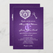 Elegant Wedding Key in mijn hart Paars Kaart (Voorkant / Achterkant)