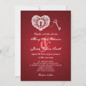 Elegant Wedding Key in mijn hart Rood Kaart (Voorkant)