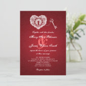 Elegant Wedding Key in mijn hart Rood Kaart (Staand voorkant)