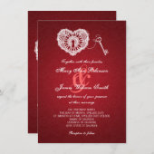 Elegant Wedding Key in mijn hart Rood Kaart (Voorkant / Achterkant)