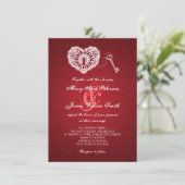 Elegant Wedding Key in mijn hart Rood Kaart (Staand voorkant)