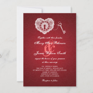 Elegant Wedding Key in mijn hart Rood Kaart
