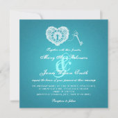 Elegant Wedding Key in mijn hart Turquoise Kaart (Voorkant)