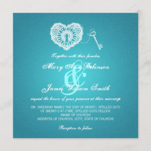 Elegant Wedding Key in mijn hart Turquoise Kaart