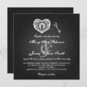 Elegant Wedding Key in mijn hart Zwart Kaart (Voorkant / Achterkant)