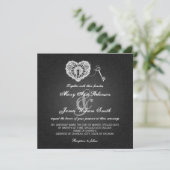 Elegant Wedding Key in mijn hart Zwart Kaart (Staand voorkant)