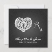 Elegant Wedding Key in mijn hart Zwart Kaart (Achterkant)