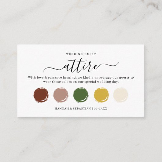 Elegant Wedding Kleding Palet QR Code Informatiekaartje (Voorkant)