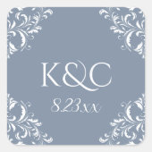 Elegant Wedding Label | Nadine - Dusty Blue / Grey (Voorkant)