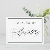 Elegant Wedding Lavatory Sign Black Border (Staand voorkant)