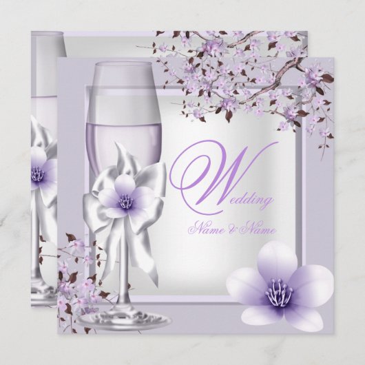 Elegant Wedding Lavender Paars Lila 6 Kaart (Voorkant / Achterkant)