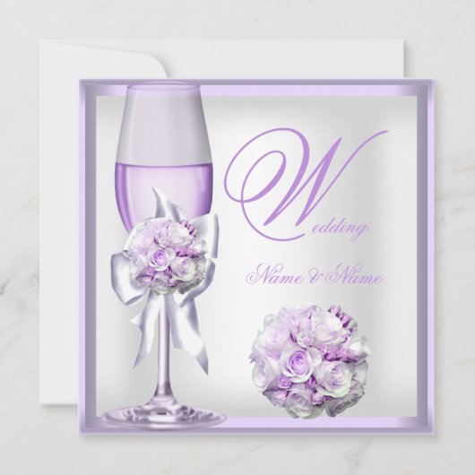 Elegant Wedding Lavender Paarse Lila Champagne 2 Kaart (Voorkant)