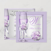 Elegant Wedding Lavender Paarse Lila Champagne 3 Kaart (Voorkant / Achterkant)