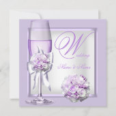 Elegant Wedding Lavender Paarse Lila Champagne 3 Kaart (Voorkant)