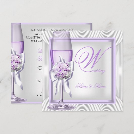 Elegant Wedding Lavender Paarse Lila Champagne Kaart (Voorkant / Achterkant)