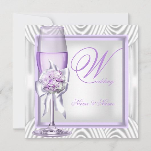 Elegant Wedding Lavender Paarse Lila Champagne Kaart (Voorkant)