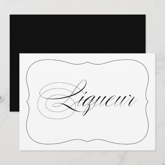 Elegant Wedding Liqueur Bar Sign Kaart (Voorkant / Achterkant)