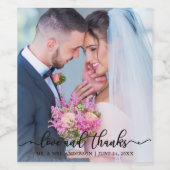 Elegant Wedding Love and Bedankt Foto Blk Wijn Etiket (Enkel label)