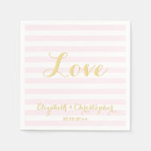 Elegant Wedding Love Faux Gold Pink Paper Napkins Servetten (Voorkant)