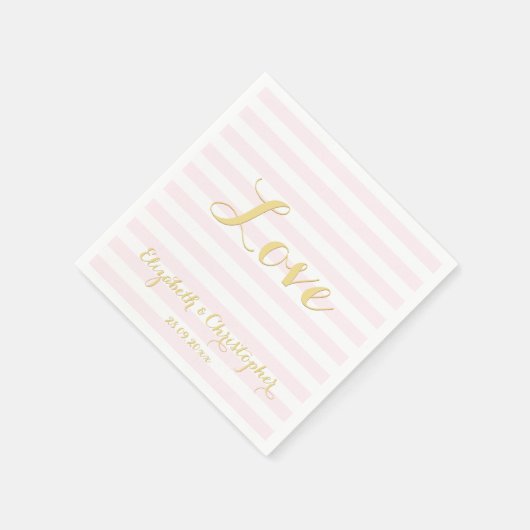 Elegant Wedding Love Faux Gold Pink Paper Napkins Servetten (Hoek)