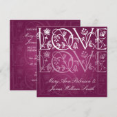 Elegant Wedding Love Flourish Berry Pink Kaart (Voorkant / Achterkant)