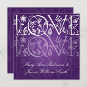 Elegant Wedding Love Flourish Paars Kaart (Voorkant / Achterkant)