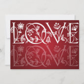 Elegant Wedding Love Flourish Red Kaart (Voorkant)