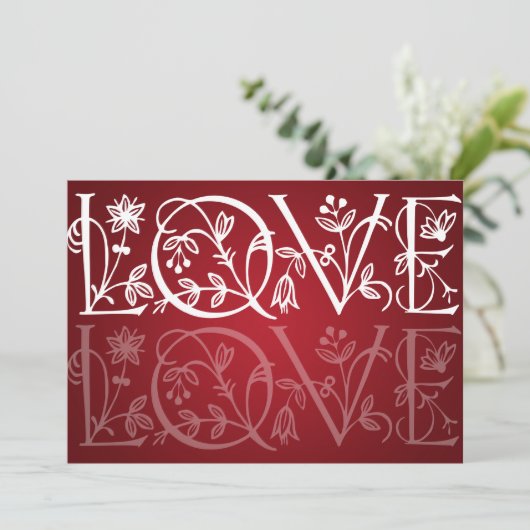 Elegant Wedding Love Flourish Red Kaart (Staand voorkant)