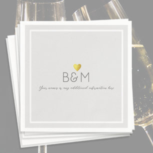 Elegant Wedding Love Monogram Gray Servet