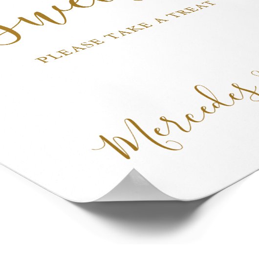 Elegant Wedding Love Sweet Gold Personalized Table Poster (Hoek)