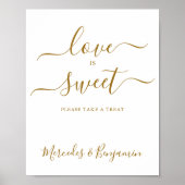 Elegant Wedding Love Sweet Gold Personalized Table Poster (Voorkant)