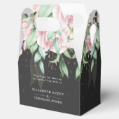 Elegant Wedding Luxury Black en Pink Floral Bedankdoosjes (Geopend)